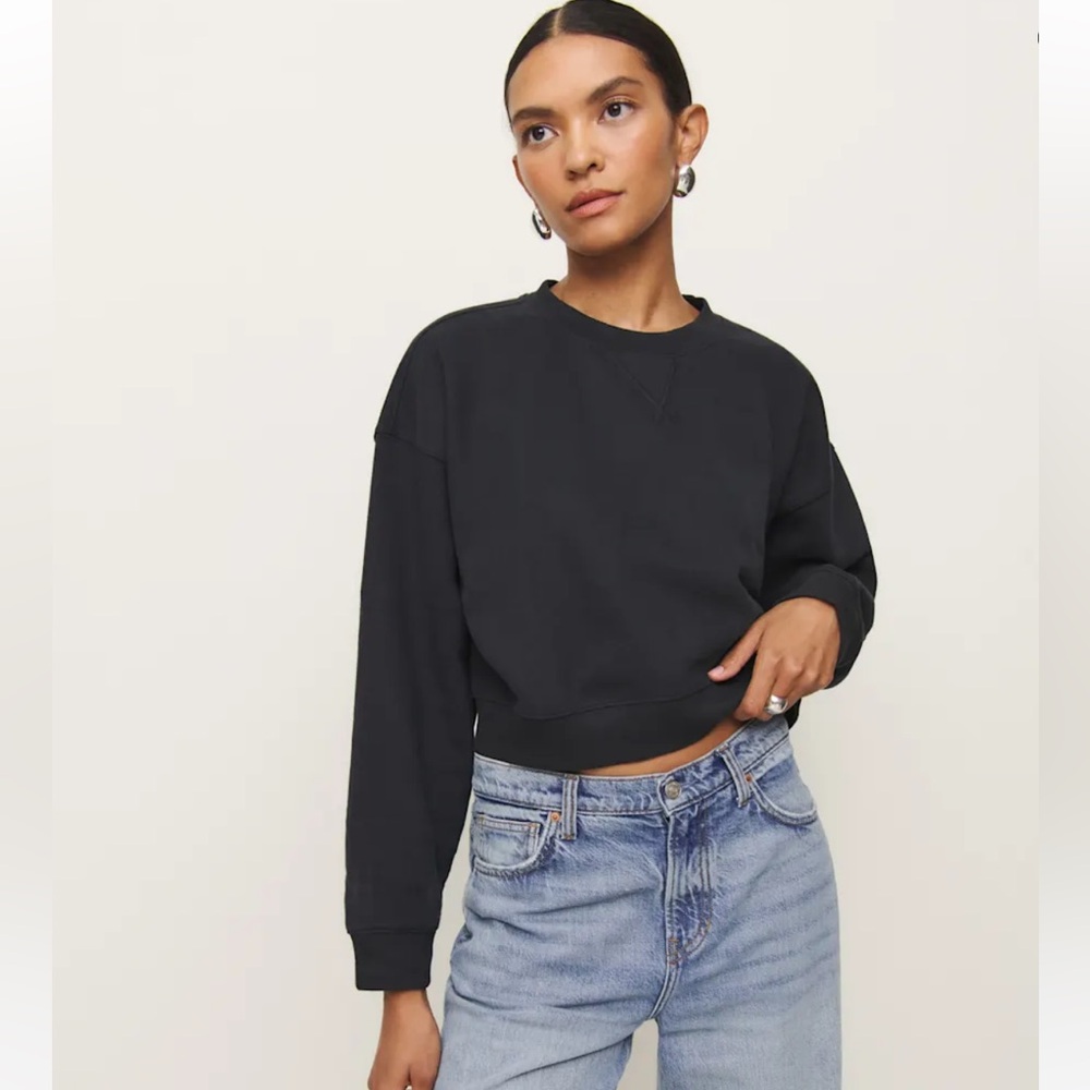 Reformation Grace Cropped Vintage Oversized Crewneck Sweatshirt